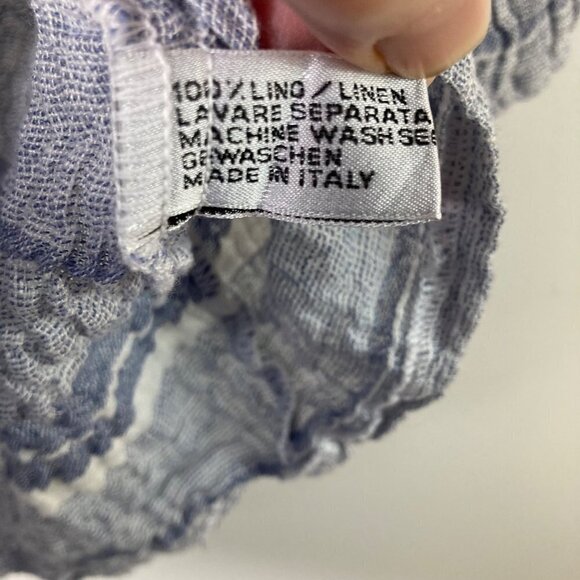 Womens Stella Moda Linen Cropped Tunic 3/4 Sleeve Blue White Striped S - Picture 8 of 9